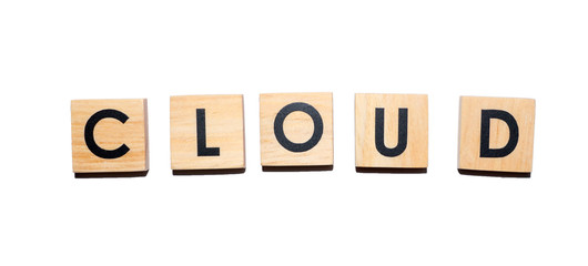 CLOUD text on wooden cubes on white  background - Image