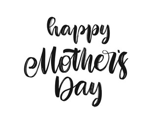Handwritten textured brush type lettering of Happy Mother's Day isolated on white background.