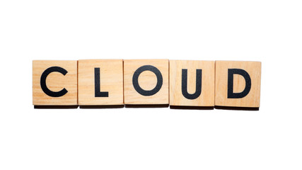 CLOUD text on wooden cubes on white  background - Image