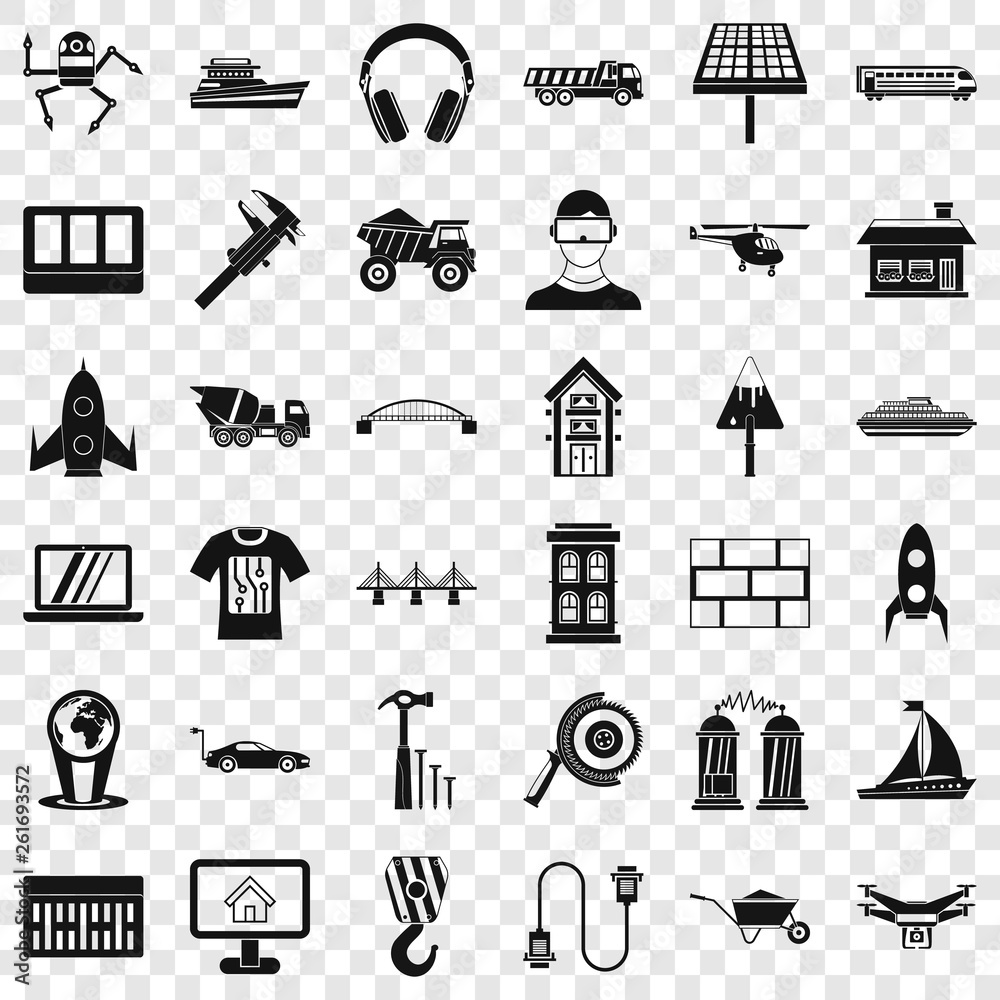 Poster useful engineering icons set. simple style of 36 useful engineering vector icons for web for any des