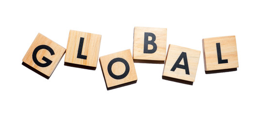 GLOBAL text on wooden cubes on white  background - Image