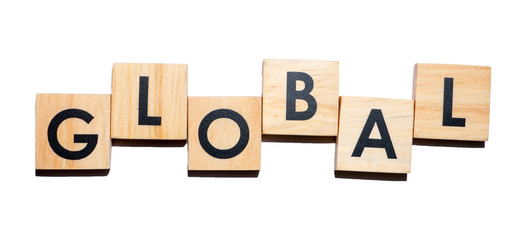 GLOBAL text on wooden cubes on white  background - Image