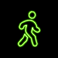 green neon symbol walking
