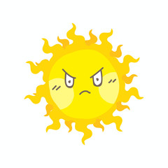 Cute angry sun vector