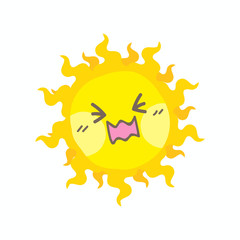 Cute cry sun vector