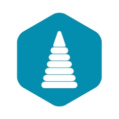 Pyramid built from plastic rings icon. Simple illustration of pyramid built from plastic rings vector icon for web