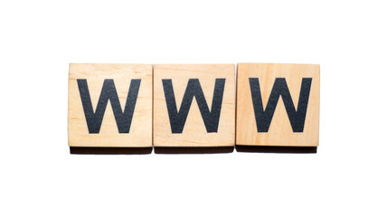 WWW text on wooden cubes on white  background - Image