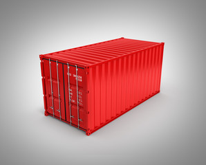 Cargo shipping container without shadow on grey gradient background 3d