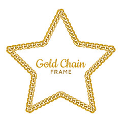 Gold chain star border frame. Wreath starry shape. Jewelry accessory.