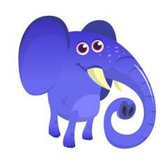 Pretty cartoon elephant isolated. Vector illustration 