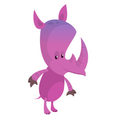 Pretty cartoon rhino. Flat design. Vector illustration