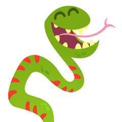 Cute funny snake vector cartoon. Snake illustration isolated on white background