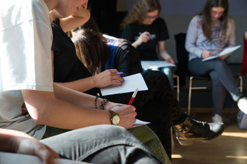 Workshop group drawing and expressing their ideas