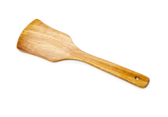 Wooden kitchen shovel on white background