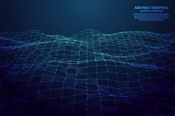 Network connection with points and lines. Abstract polygonal mesh. Vector Illustration. © YuriyAlt_Art