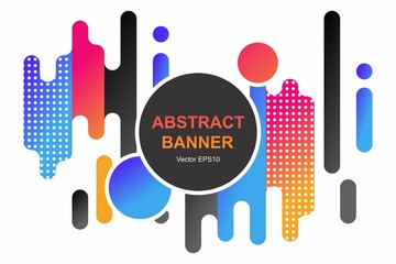 Modern style abstraction with composition made of various rounded shapes in color. Vector banner