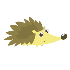 Funny cartoon hedgehog. Isolated on white background. Vector illustration
