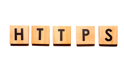 HTTPS text on wooden cubes on white  background - Image