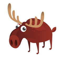 Happy cartoon moose character. Vector moose illustration isolated. 