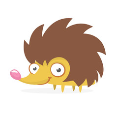 Cute cartoon hedgehog character. Isolated on white background. Vector illustration flat design