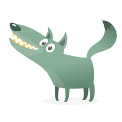  Cute cartoon wolf character. Wild forest animal collection. Vector wolf  illustration