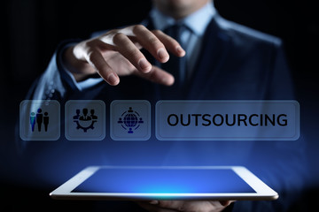 Outsourcing Global Recruitment Business and internet concept.