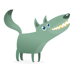 Funny cartoon wolf. Vector illustration
