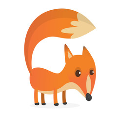 Obraz premium Cute cartoon fox character isolated. Flat design Vector illustration