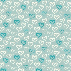 Seamless heart pattern. Hand painted ink brush