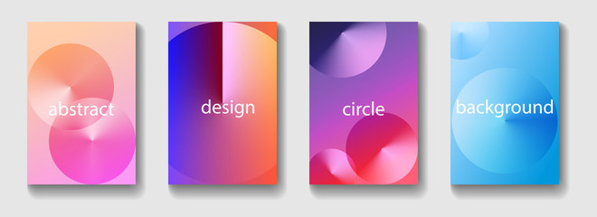 Minimal vector covers design. Round gradient shapes composition. Color halftone lines. Brochure or wallpaper background.