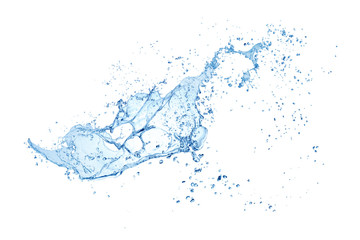 blue water splash isolated on white background