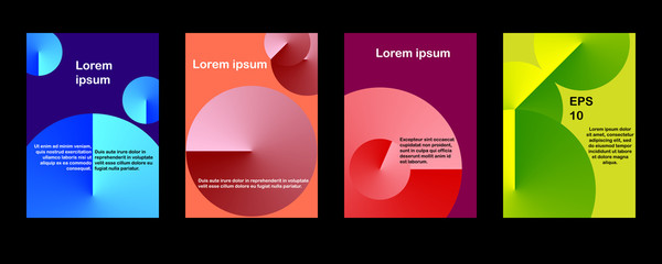 Minimal vector covers design. Round gradient shapes composition.