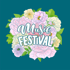 Inspirational quote about music. Hand drawn vintage illustration with lettering. Phrase for print on t-shirts and bags, stationary or as a poster.