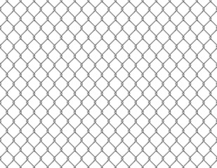 Fototapeta premium Fence chain seamless. Metallic wire link mesh seamless pattern prison barrier secured property barbed wall steels realistic
