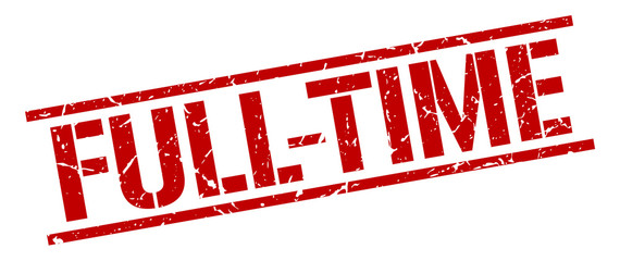 full-time red grunge square vintage rubber stamp © Aquir