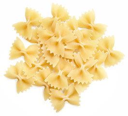 A pile of farfalle.  Italian pasta isolated on white background 