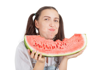 girl eats watermelon