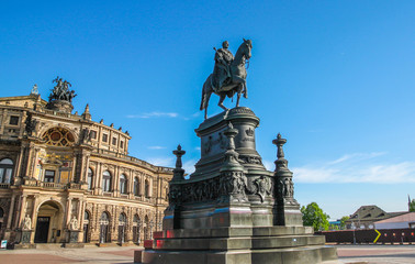 Semperoper Opera and monument to King John of Saxony, Dresden, Germany