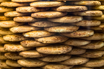 round biscuits arranged in stack