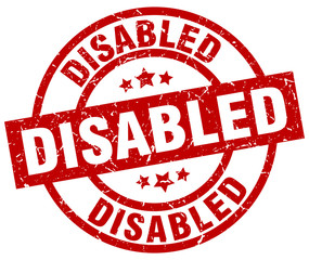 disabled round red grunge stamp