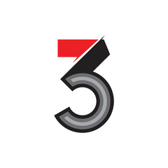 number 3 simple geometric circle logo vector