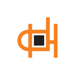letter hb linked square design geometric logo
