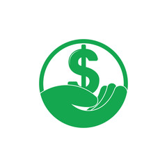 money dollar hand care geometric logo vector