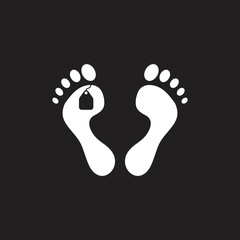 feet label dead body symbol vector