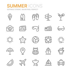 Collection of summer line icons. 48x48 Pixel Perfect. Editable stroke