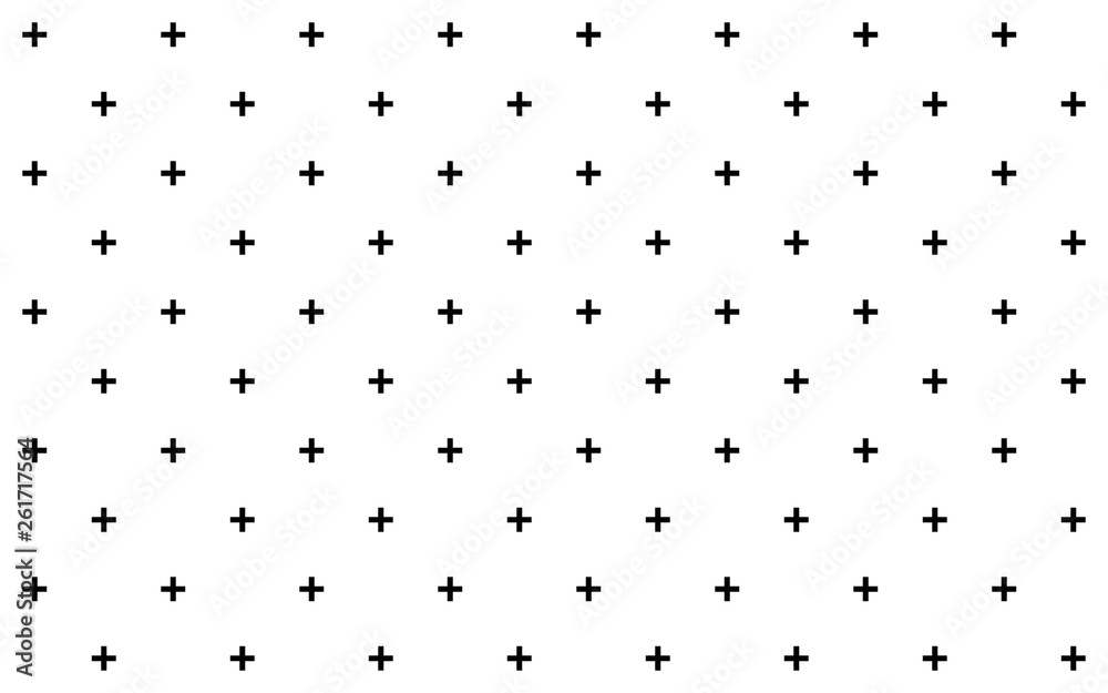 Wall mural crosses - pluses diagonally distributed simple minimalist decorative geometrical vector pattern