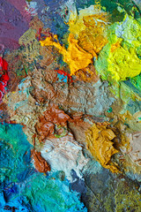 palette of oil paints