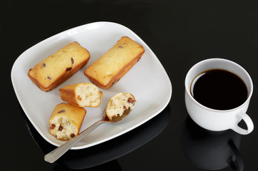 Chocolate chip cupcake and coffee cup