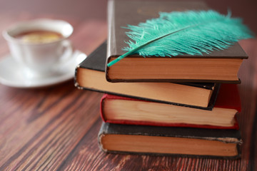 Naklejka premium old books and tea