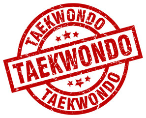 taekwondo round red grunge stamp
